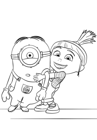 Agnes Gru And Minion Coloring Page